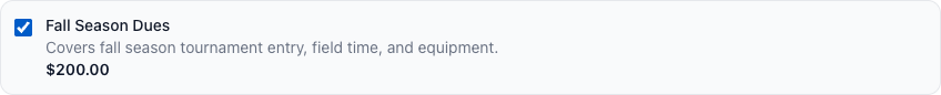 Selecting the payment item
