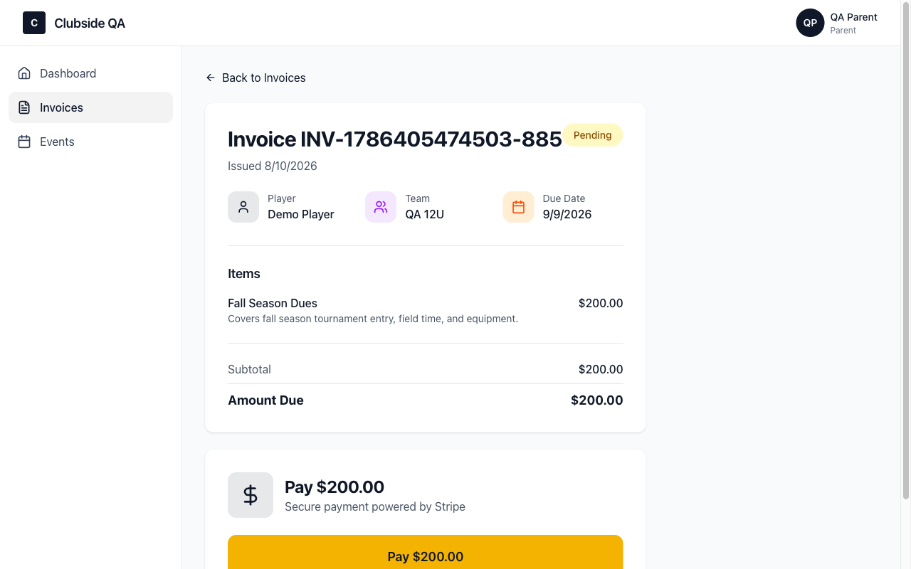 Parent invoice detail