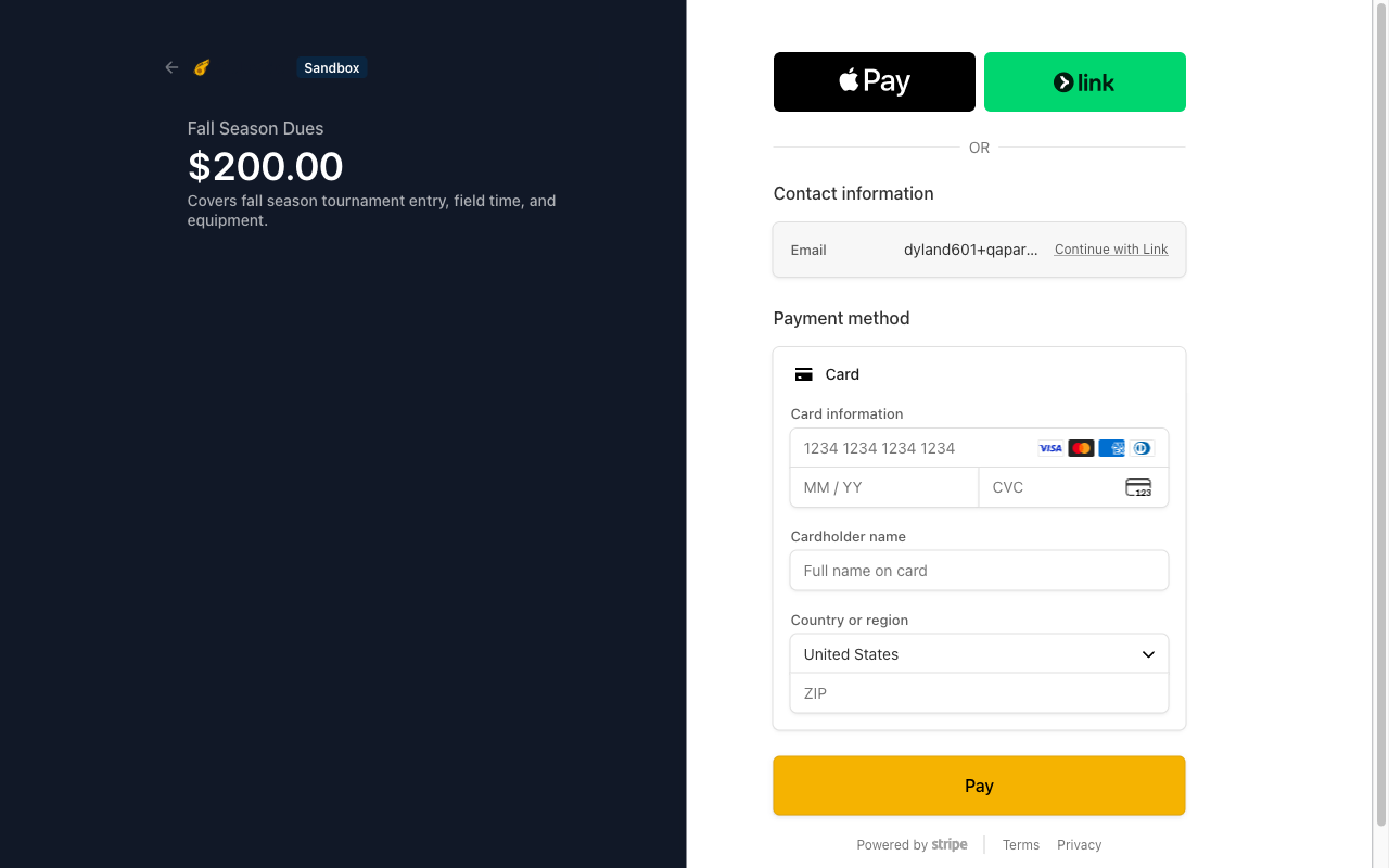 Stripe checkout